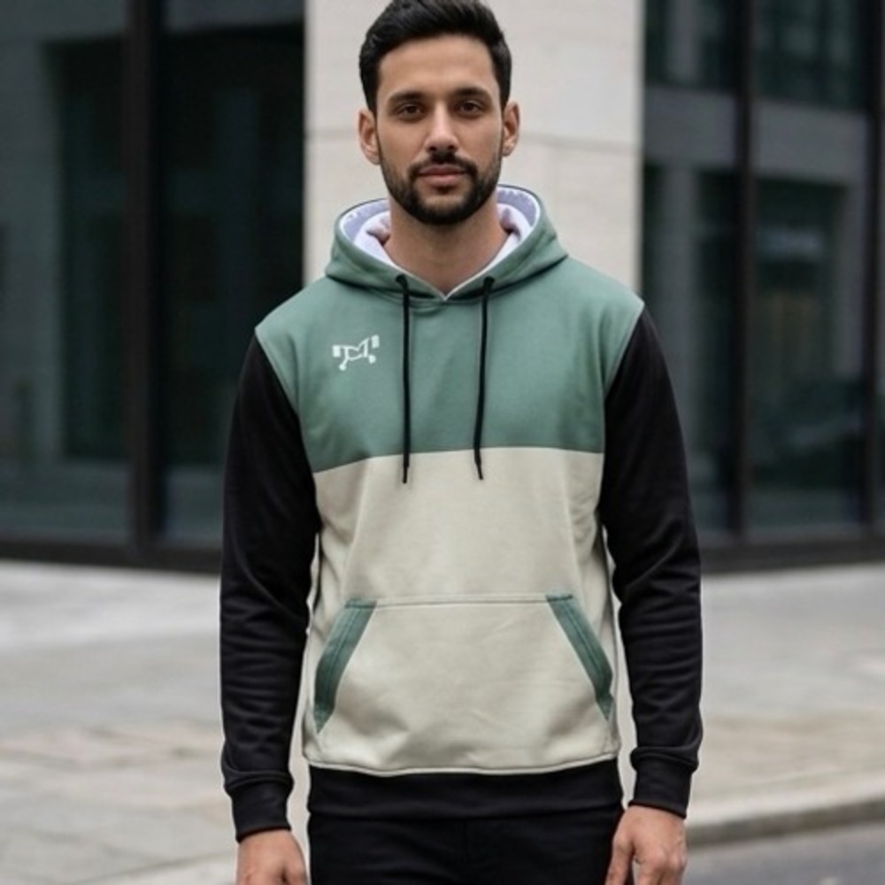 MyHouse Sports Gear Mens Address of Champions Colorblock Hoodie Green‎ Black M
